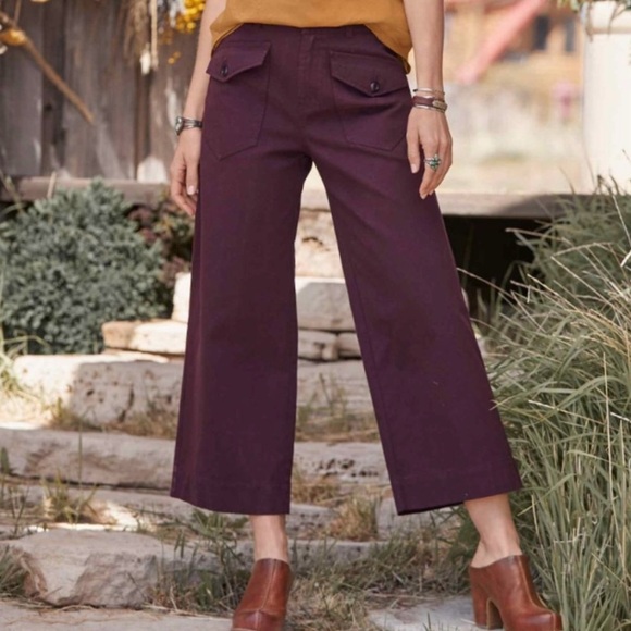 Sundance Womens Legends Today High Rise Wide Leg Crop Pants Aubergine Purple, 2P - Picture 1 of 11